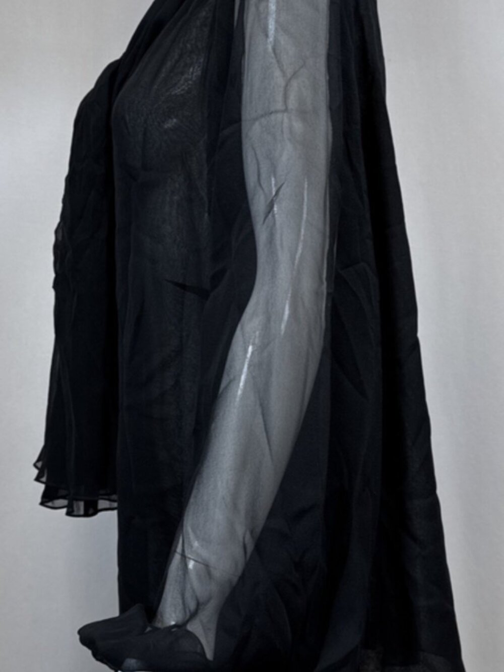 NWT Linda Allard Ellen Tracy Sheer Silk Blouse Black Size 16 - Picture 7 of 16